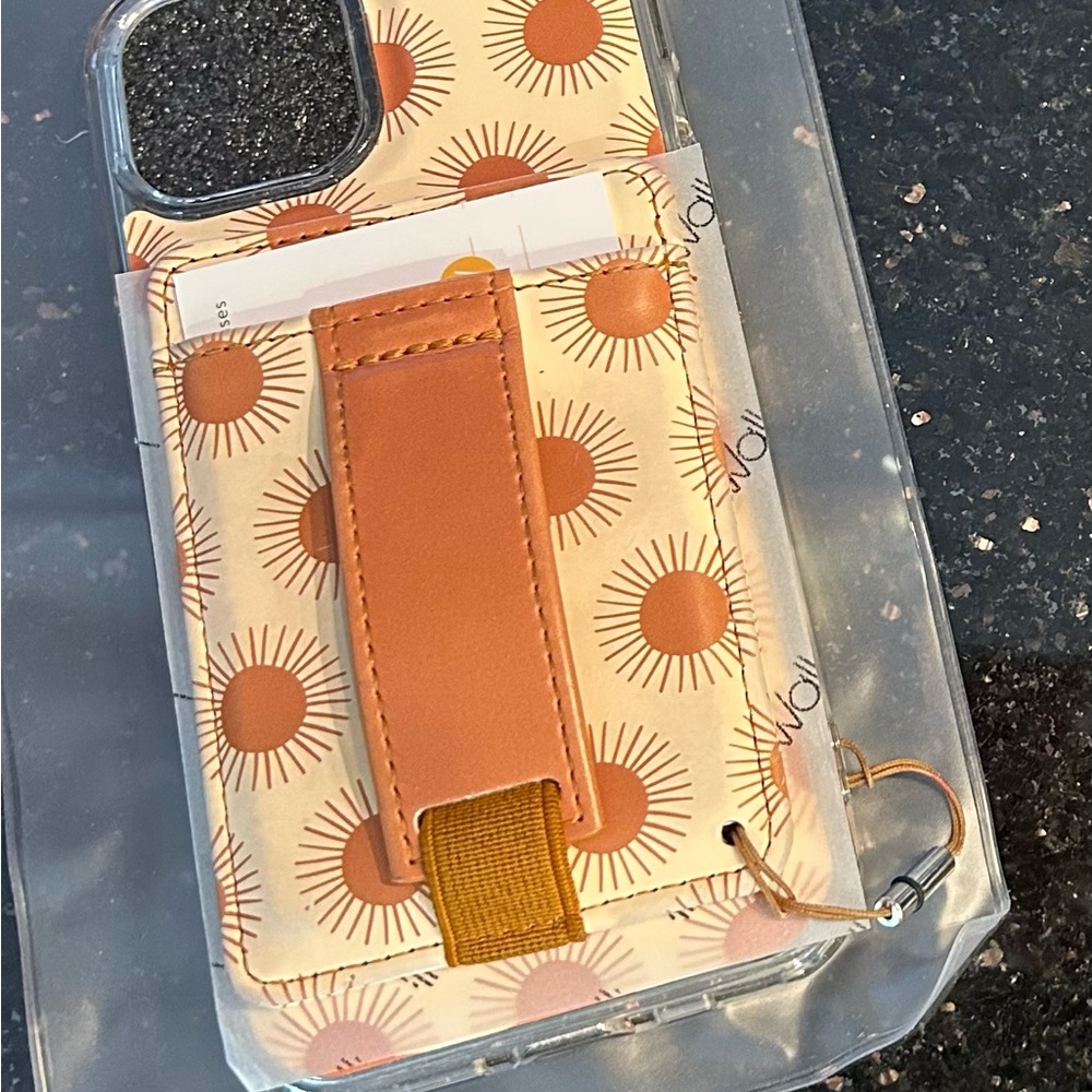 Tan and Orange Sun Pattern Walli Phone Case Leather
